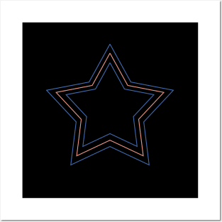 You are a star! Triple Stars Outline in blue, orange, blue  - ORENOB Posters and Art